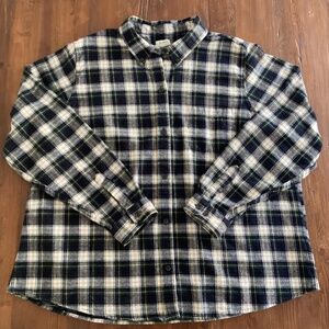 L.L.Bean Relaxed Fit Scotch Flannel  Shirt 2X Plaid Button Down 100% Cotton